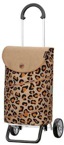 ANDERSEN Einkaufstrolley - Scala Shopper Plus Tyra Leo | sehr leicht, klappbar, klein zusammenlegbar, bis 30 kg - Tasche mit Kordelzug, Innenfach, Reflektoren, 46 L