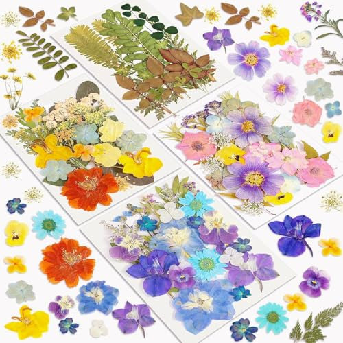 Resiners 100 Stück Retro-Stil Getrocknete Blumen Natürliche Gepresste Getrocknete Blumen Blätter für Harz Schmuck Machen, DIY Kerzen, Anhänger, Handyhüllen, Fotorahmen, Bath Bombs, Scrapbook