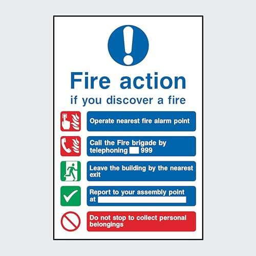 Fire Action if you discover a fire Sign Sticker - (Choose Size, Material & Fixing Option) (FA14)