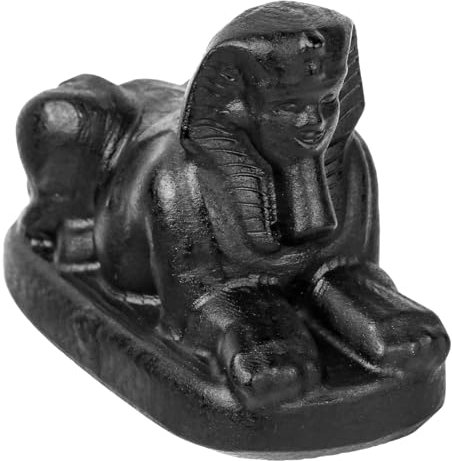 mookaitedecor Schwarze Obsidian Kristall Sphinx Figur Edelstein, Hand geschnitzt Tierfigur Stein Statue Skulptur Kristalle und Heilsteine für Büro Heimdekoration