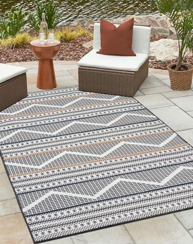 MY-RUG Outdoor Teppich wetterfest 160 x 230 cm, UV beständig & robust für Garten Terrasse, Balkon Küche & Wohnzimmer, kurzflor waschbarer Wohnzimmerteppich, Johnny