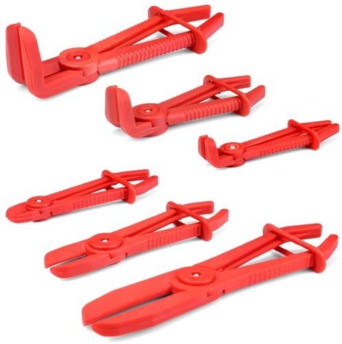 QWORK® 6 Piezas Alicates para Abrazaderas de Manguera, Alicates de Sujeción de Manguera de 90° y de Manguera Rectas para Mangueras Flexibles, Frenos, Combustible, Líneas de Gas y Radiadores