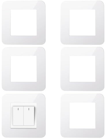 5 Pcs Light Switch Cover Plates, White Light Switch Surround Self Adhesive Surround Single Light Switch Covers, Square Switch Sticker Covers for Home Wall Switch Socket Decoration (8.6 cm * 8.6 cm)