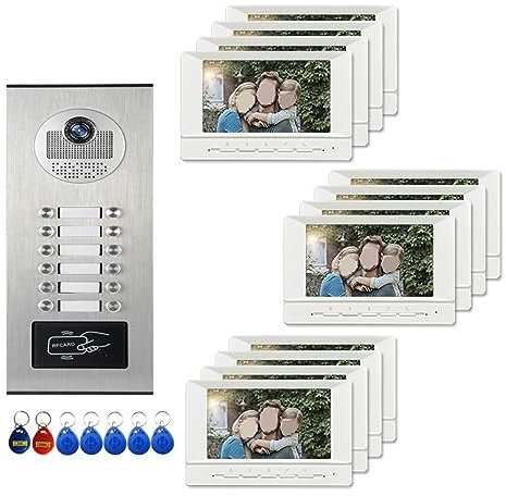 nmbhus Apartment Video Building Intercom Door Phone Kits Video Door Intercom System Multi Buttons For 2-12 Units(Size:G KIT)
