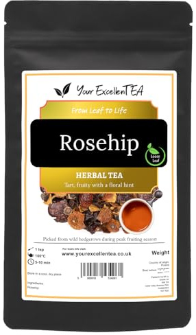 Rosehip Peel Loose Leaf Wild Rose Herbal Fruit Tea, Bright & Tangy, 250g | Fruit-led caffeine-free infusion with a lively tart character, ideal hot or iced in the afternoon, in a resealable pouch.
