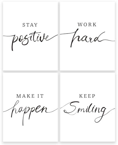 GOMAKERER 4 Stück Motivierende Wandkunst Dekoration, Positiven Zitaten Inspirierenden Drucken Poster Stay Positive Work Hard Make It Possible Poster Für Schlafzimmer Zuhause Büro Schule 35x28cm