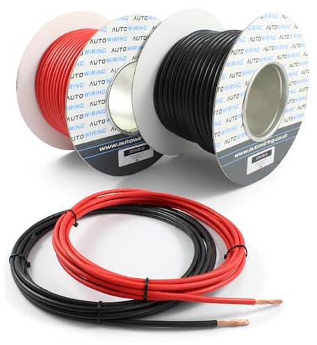 70 AMP Rated 10mm² 8 AWG Single Core Stranded Copper Cable RED BLACK 12v 24v Thin Wall Wire (5M 10M 20M 30M) (Black, 10M Coil)