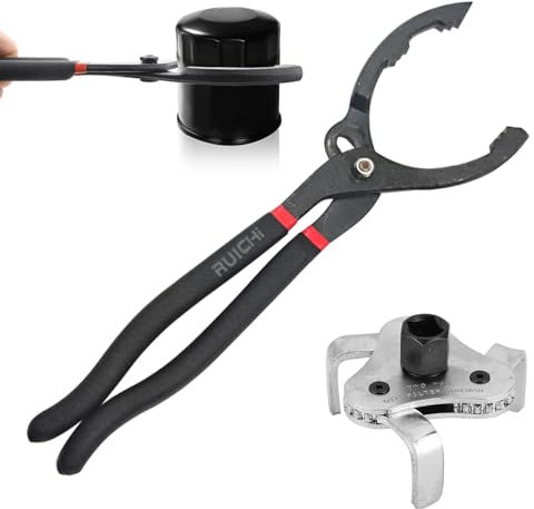 Ansodo 12 Capacity Professionals Adjustable Oil Filter Pliers with 3 Jaw 2 Way Oil Filter Wrench Removal Tool,Can be Used with 3/8 & 1/2 L-Type Wrenches/Ratchet Wrenches