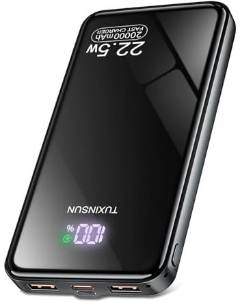 Power Bank 20000mAh, PD3.0 QC4.0 22.5W Fast Charging PD20W USB C PowerBank Portable Charger With LCD Display 3 Outputs & 2 Inputs For Smartphones and Camping (black)