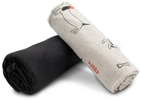 VmG-Store Jerseystoff Set farblich abgestimmt Design + Uni je 0,5mx1,5m 95% Baumwollstoff 5% Elasthan Tex Standard 100 (Skater Dog + RIB Schwarz Set45)