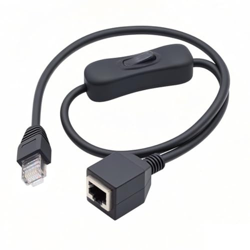 chenyang RJ45 Switch Verlängerungskabel, CAT6 RJ45 Stecker auf Buchse mit Ein/Ausschalter Ethernet Netzwerk Verlängerungskabel, 1,97Fuß/0,6m