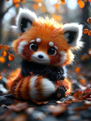 Peinture par Numero Panda roux, Peinture Numero Adulte Kit de Peinture à l'huile sur Toile Bricolage, Pour Enfant Débutants Peinture Loisir Creatif Idéal Comme Cadeau Noël ou Décor 35x50cm L-837