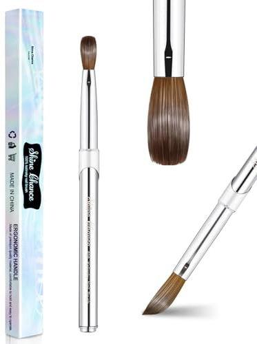 Kolinsky Acrylic Nail Brush 3D Pure Handmade Nail Brushes For Acrylic Application Professional Nail Art Brush (Size 14 Metal)