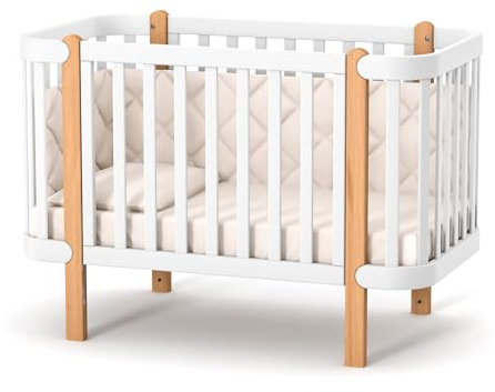 Veres Monaco Babybett aus Buche- Massivholz (120x60 cm) - Premium Luxus Kollektion, (Weiß Natur)