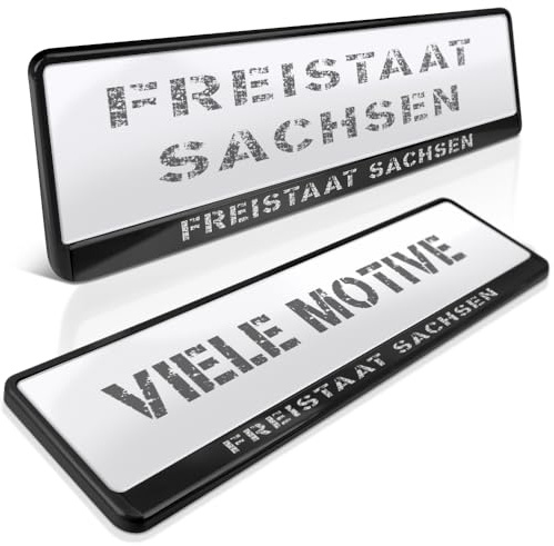 2 Kennzeichenhalter | Freistaat Sachsen 02 | Dresden | Nummernschildhalter | Leipzig Chemnitz Lausitz | Kennzeichen-Halterung | Kfz Nummernschild-Halterung | Auto-Kennzeichen | PKW Kennzeichen-Rahmen