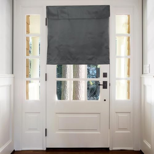sourcing map Cortinas opacas para puerta, cortina de ventana de puerta lateral francesa para privacidad, puertas delanteras de patio de cristal, cortina de amarre lateral, gris oscuro, 26 x 28