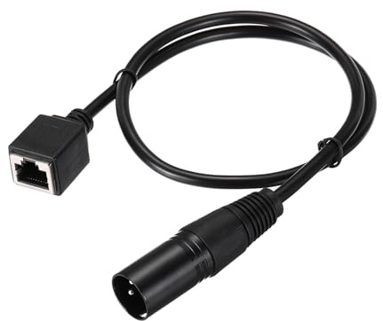 sourcing map 3 Pin DMX512 XLR Male to RJ45 Female Adapter Cable, 1.6ft Microphone Extension Cable for Stage Studio Console Lighting