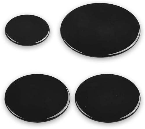 Cooker Hob Gas Burner Cap, 4Pcs Flat Cooker Hob Parts, 55mm 75mm 100mm Burner Flame Cap Lid Kit Suitable for SABAF Gas Stove Burner Kitchen Accessories (Black)