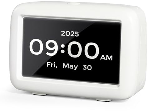 Ysislybin Wecker Digital, Digital Uhr für Senioren mit 8 Erinnerung & Alarmen, 4.3 Digitaler Kalenderuhr Sprechender Wecker mit Datum und Wochentag, Alzheimer Demenz Uhr mit 7 Themen, 8 Sprachen