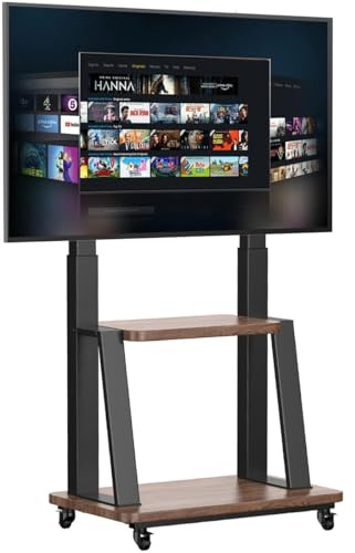 JXMTSPW Support TV sur Pied de 32 à 75 Pouces, Roulant Meuble TV sur roulettes Charge Max 50 kg, Support Tele Portable de VESA 200x200-600x400 mm,Chariot TV sur Pied Mobil Universel Hauteur Réglable