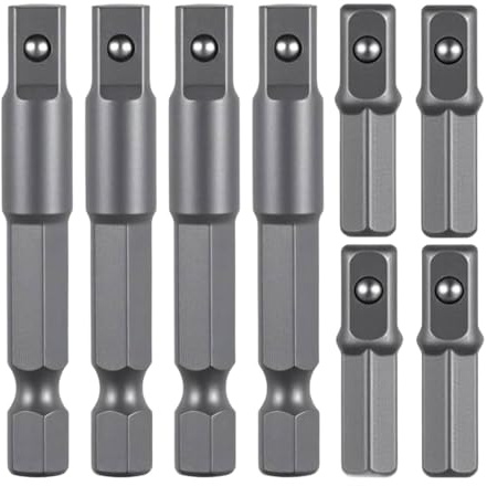 kowaku 8-teilige Sechskant-auf-Vierkant-Bit-Adapter, Elektrowerkzeuge, Hochleistungs-Schlagschrauber-Adapter für die mechanische Montage zu Hause
