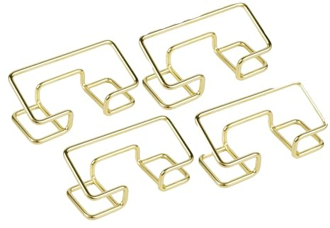 Mfqire 4 Pièces Porte-Cartes de Visite Métal Doré – Support de Cartes Professionnel, Présentoir Bureau, Comptoir d’Accueil et Salon, Visitenkartenhalter Premium Or