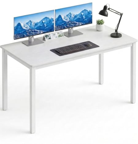 Blisswood Computer Desk 120 x 50 x 75 cm, Office Desk for Home, Small Study Writing Table, Wooden PC Desk with Metal Frame for Bedroom, Living Room & Workstation, White