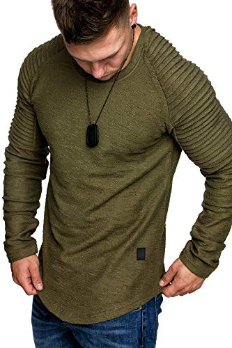 Amaci&Sons Oversize Vintage Herren Pullover Biker-Style Hoodie Sweatshirt Crew-Neck 6069