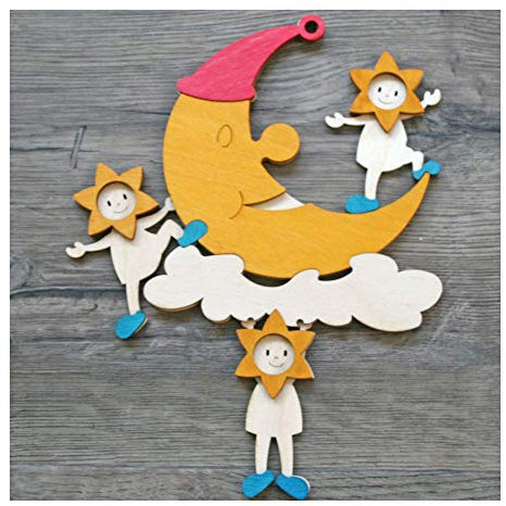 Bastelset Holz Kinder Weihnachten/Ostern - Original Erzgebirge * viele verschiedene Motive wählbar * (Bastelset Fensterbild Mond)