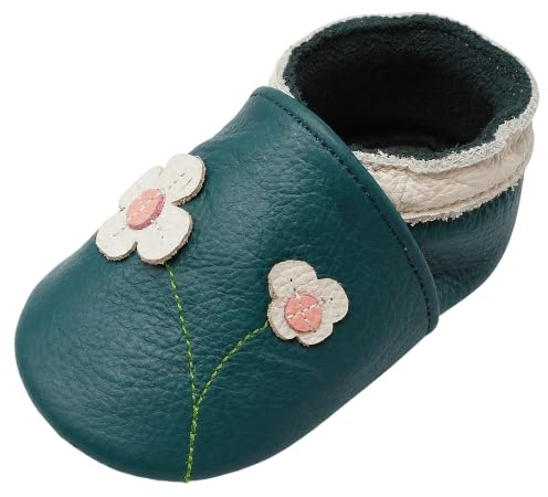 YALION Baby Junge Mädchen Weicher Leder Lauflernschuhe Krabbelschuhe | Babyhausschuhe mit Wildledersohlen, Lederpuschen Baby Hausschuhe für 0-3 Jahre, Komfort Rutschfest Elastische Knöchel