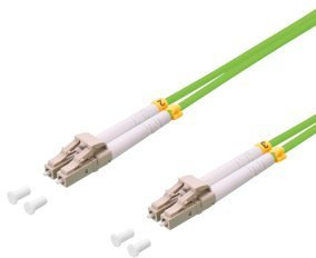 BIGtec 3m LWL Kabel Patchkabel OM5 Glasfaser-Kabel 100Gbit Multimode 50/125µm Ø 2mm Jumper LC - LC Stecker Duplex grün lindgrün Fiber Optic Cable