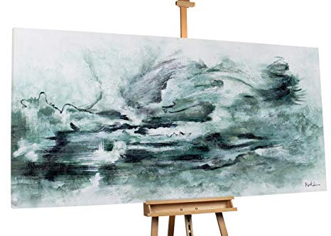 KunstLoft® XXL Gemälde 'A Beryl World' 200x100cm | original handgemalte Bilder | Abstrakt Muster Grün Weiß | Leinwand-Bild Ölgemälde einteilig groß | Modernes Kunst Ölbild