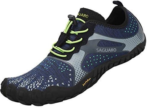 SAGUARO Barfußschuhe Herren Damen Traillaufschuhe Outdoor & Indoor Training Fitnessschuhe Wander Wald Strand Straße Laufschuhe Walkingschuhe Schnell Trocknend Badeschuhe, Navy Blau, 41 EU