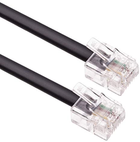 RJ11 Cable ADSL 1m de Extensión Telefónico Conector Telecom de Banda Ancha de Internet de Alta Velocidad de Macho a Macho Enrutador y Módem a RJ11 Enchufe de Teléfono, Microfiltro (Negro)