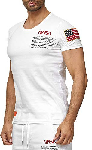 Maglietta con logo NASA, traspirante e confortevole per lo sport e il tempo libero, bianco, M