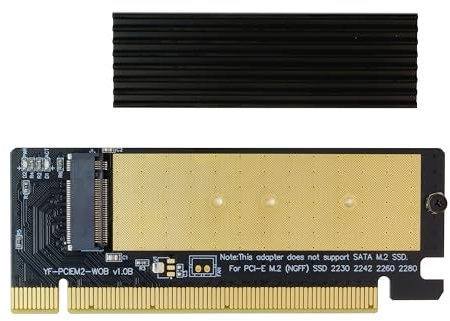 EZDIY-FAB NVME PCIe Adapter, M.2 NVME SSD a PCI Express con Dissipatore Di calore,Supporto Solo PCIe x16, e M.2 Key M SSD 2230 2242 2260 2280