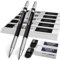 Nicpro 2mm Druckbleistifte Set, 2 Stücke Fallminenstift Metall Mechanische Bleistifte 2,0 mm,10 Dosen Farbe & Schwarz Bleimine (HB 2B 4H 2H 4B), Radiergummis, Anspitzer für Schreiben Zeichnen