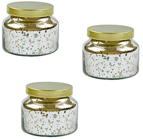 G Decor Set mit 3 Duftkerzen aus natürlichem Sojawachs, Silber mit Quecksilber-Glas