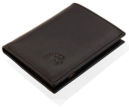 Funrey Cartera de Piel Billetera - 6 Tarjetas y Placa de policia de 10,8 Alto x 8,5 Ancho cms. En Piel Color Negro
