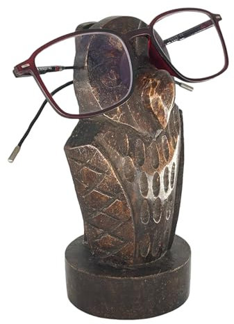 Earthly Home Brillenhalter aus Holz, handgefertigt, klassisch, Eulen-Form, Brillenhalter, Spec Ständer, optisches Glas, Zubehör, Display-Ständer, Heimdekoration, Zubehör für Wohnzimmer