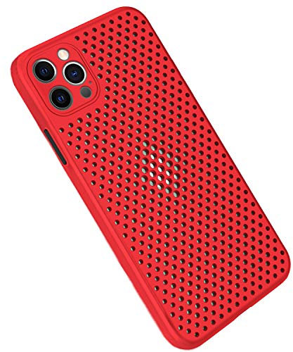 Rdyi6ba8 for iPhone 12 Pro Max Case, Heat Dissipation Breathable Cooling Hollow Cellular Hole Case Ultra-thin TPU Anti-Scratch Anti-Fingerprint Phone Case for iPhone 12 Pro Max, Grass green