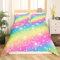 Regenbogen Farbe Tröster Bezug Set Mädchen Kinder Blingling Dekor Bettwäsche-Set Niedlichen Karikatur Dekor Bettbezug Mit Reißverschluss,Weiche Tagesdecke, 1 Bettbezug +1 Kissenbezüge, 135x200