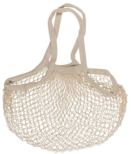 MIJOMA Einkaufsnetz 40x60 cm – 100% Baumwolle, Tragetasche wiederverwendbar, Netzbeutel für Obst & Gemüse, nachhaltiger Einkaufsbeutel, Tragkraft bis 15 kg, ideal für Strand & Markt (naturfarben)