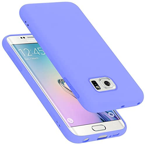 Cadorabo Hülle kompatibel mit Samsung Galaxy S6 Edge Hülle Silikon Handyhülle für Galaxy S6 Edge Case aus flüssigem Silikon- Kratzfeste und stoßfeste dünne TPU Schutzhülle - Liquid HELL LILA