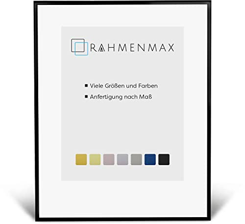 RahmenMax® Alaska Bilderrahmen 61x91 cm zum Aufhängen/Bilderrahmen Maßanfertigung möglich/Posterrahmen aus Aluminium/Bilder Rahmen in Schwarz Matt mit Acrylglas/Puzzle Rahmen