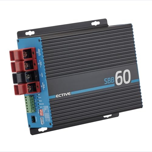 ECTIVE SBB 60 Solar-Ladebooster 60A 12V auf 12V 430Wp mit MPPT, Auto, Van | Solarladeregler, DC-DC Battery-to-Battery Ladegerät für AGM/GEL/Nass/LiFePO4, Lichtmaschine-Ladewandler für Wohnmobil