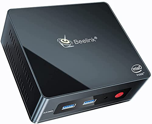 Beelink GK Mini PC avec Windows 10 Pro, Intel Quad Core J4125, 2 x HDMI Ultra HD 4K, RAM 8 Go DDR4, SSD M.2 256 Go, fente SATA3 2.5 pour disque dur/SSD supplémentaire, Wi-Fi 5 AC, Gigabit Ethernet