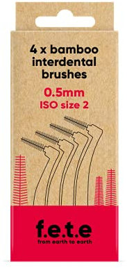 f.e.t.e | Red ISO Size 2-0.50mm Bamboo Interdental Brushes | Biodegradable & Compostable Handle | Recyclable Soft Bristles | Sustainable | Vegan