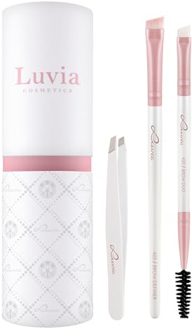 Augenbrauenpinsel-Set Luvia, Prime Brow Kit - Brush Set, Schminkpinsel & Pinzette, 3 Vegane Kosmetikpinsel