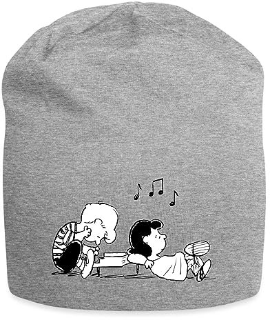 Spreadshirt Peanuts Schroeder Und Lucy Jersey-Beanie, One Size, Grau meliert